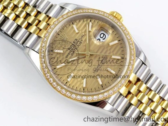 0220 Minimalist DateJust 36 SS 126283rbr VSF 1:1 Best Edition 904L Steel YG Textured Dial on Jubilee Bracelet VS 1378